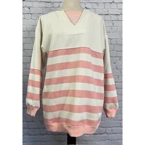 Vintage Sweatshirt Mervyn's Cheetah Small Long Sleeved White Pink Pockets